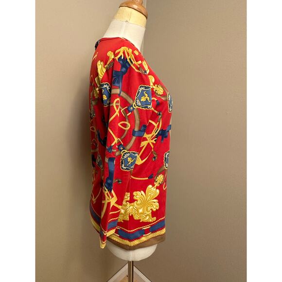 NWT J. McLaughlin Catalina Cloth Signature Tee Equestrian Red/Navy/Gold Sz Larg - Picture 4 of 7